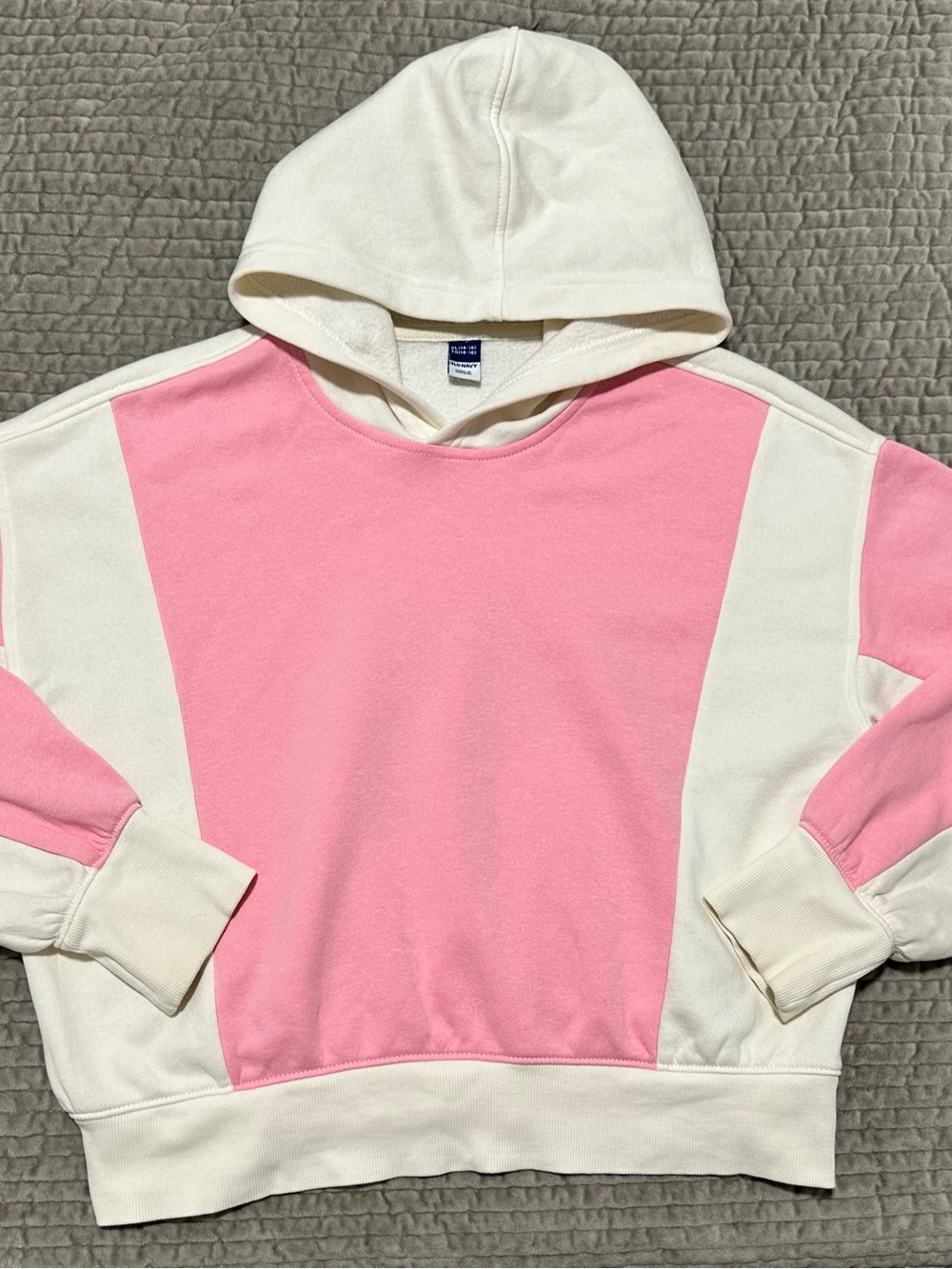 Old Navy Pink and Cream Block Hooded Sweatshirt